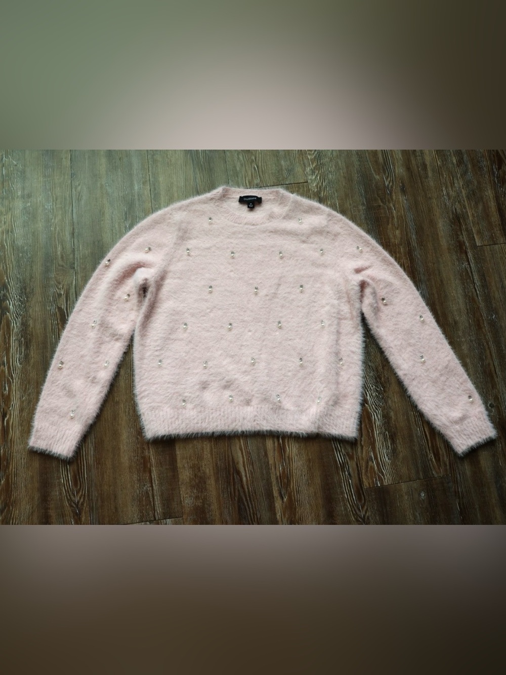 Anthropologie Calligraphie Pink Soft Romantic Pearl Pullover Sweater Women M